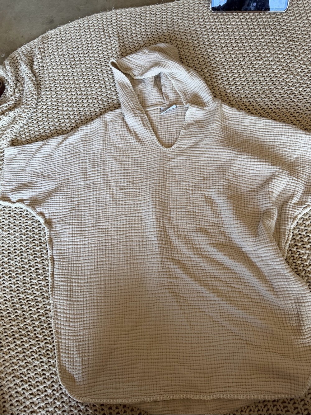 Parachute Cream Waffle-Knit Hooded Poncho Cover Up